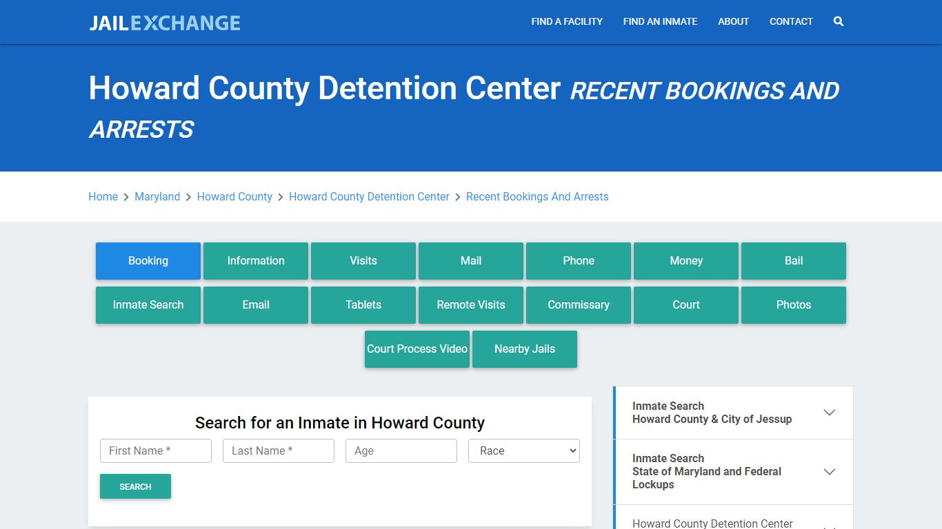 Howard County Detention Center Recent Bookings And Arrests - Jail Exchange