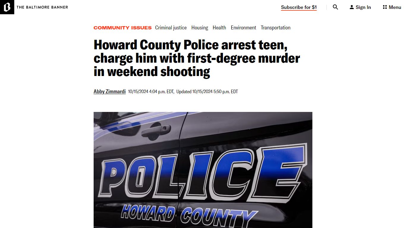 Howard County Police arrest teen, charge him with killing of a man ...